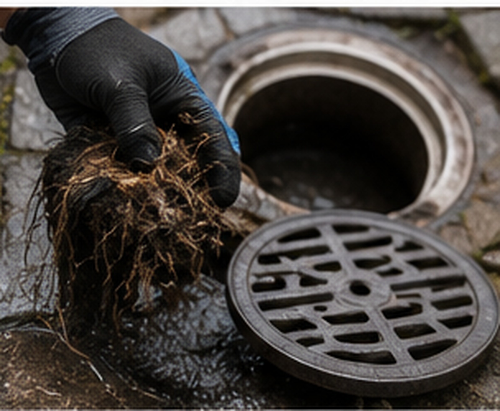 Roots and debris removed from a blocked drain